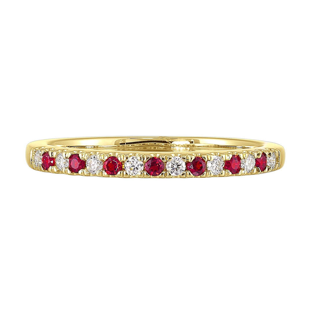 10Kt Yellow Gold Diamond 1/8Ctw & Ruby 1/7Ctw Ring