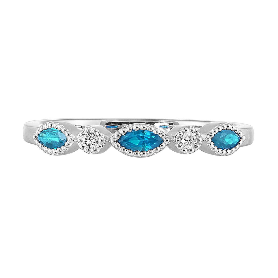 10Kt White Gold Diamond 1/50Ctw & Blue Topaz 1/3Ctw Ring