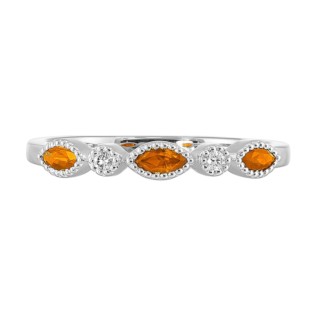10Kt White Gold Diamond 1/50Ctw & Citrine 1/4Ctw Ring