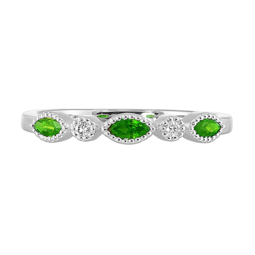 10Kt White Gold Diamond 1/50Ctw & Emerald 1/3Ctw Ring