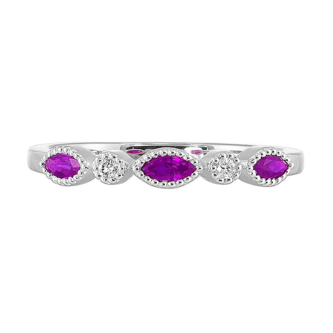 10Kt White Gold Diamond 1/50Ctw & Amethyst 1/5Ctw Ring