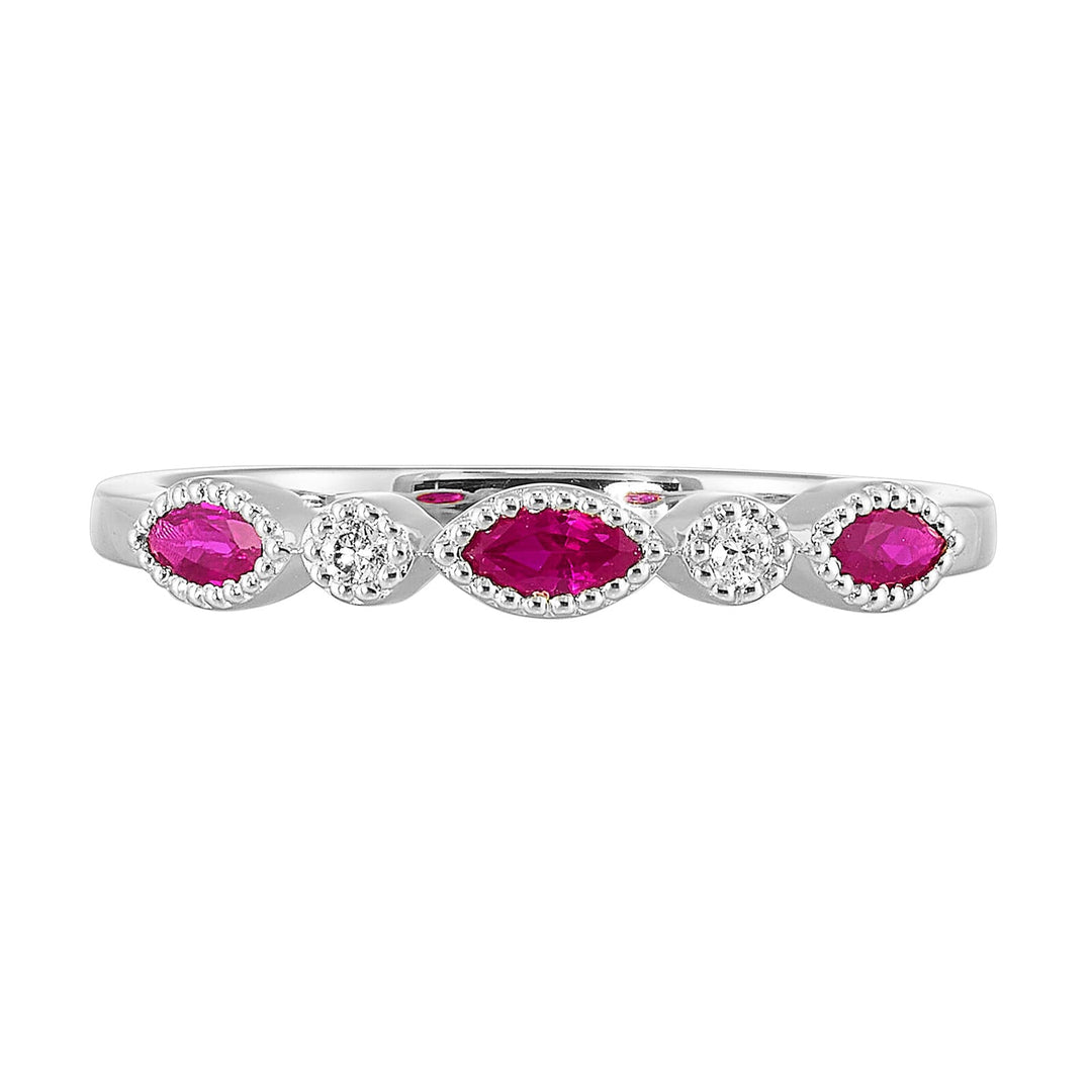 10Kt White Gold Diamond 1/50Ctw & Pink Tourmaline 1/4Ctw Ring