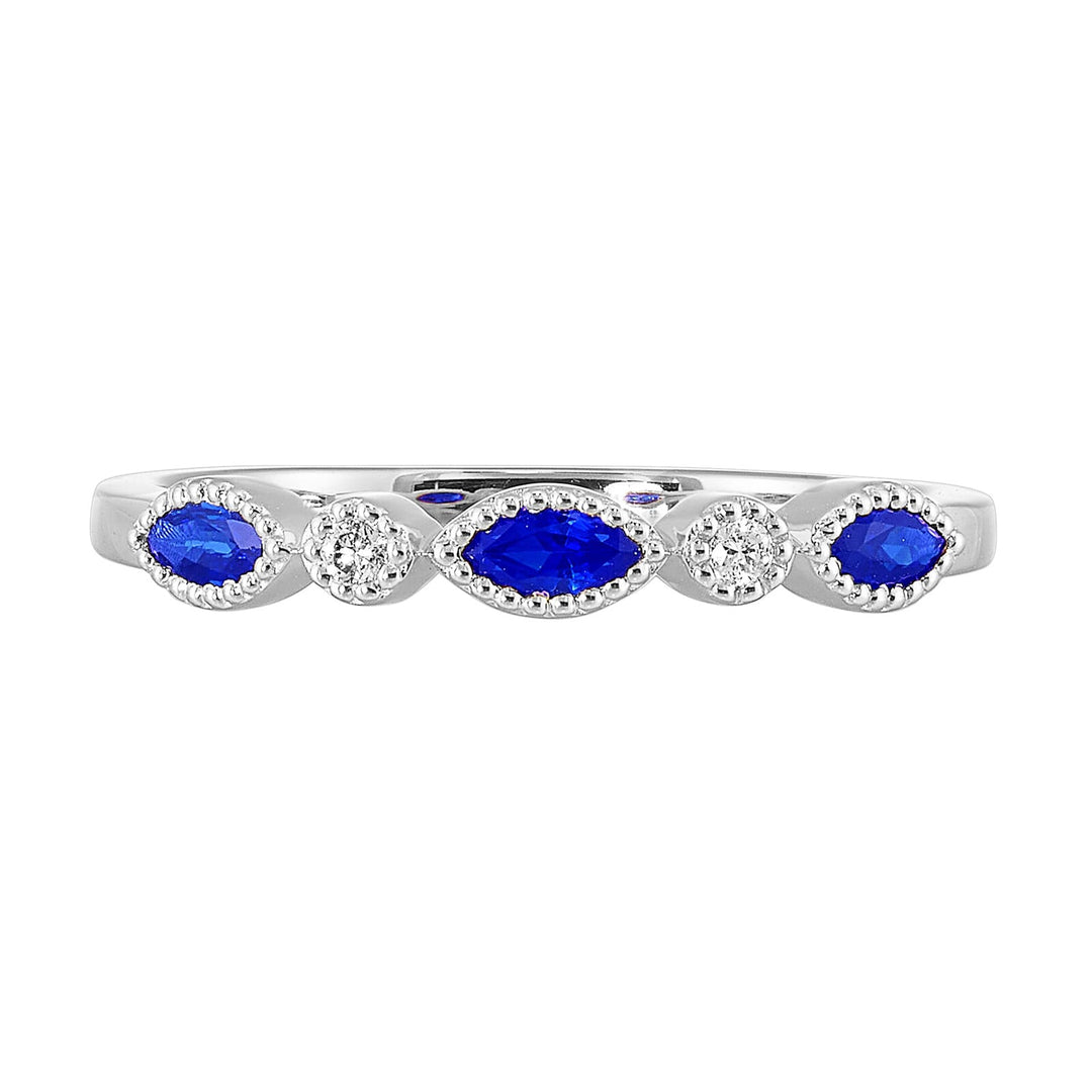 10Kt White Gold Diamond 1/50Ctw & Sapphire 1/3Ctw Ring