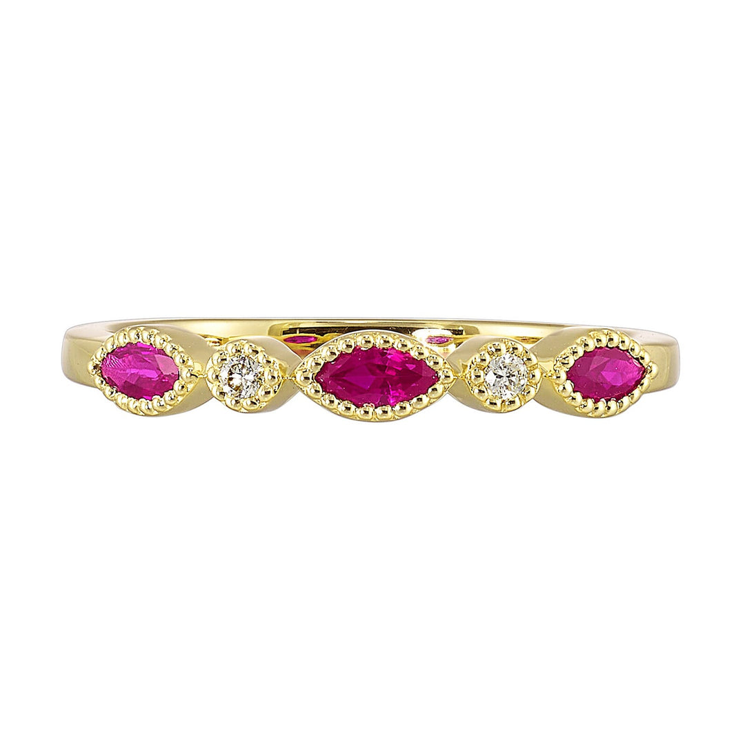 10Kt Yellow Gold Diamond 1/50Ctw & Pink Tourmaline 1/4Ctw Ring