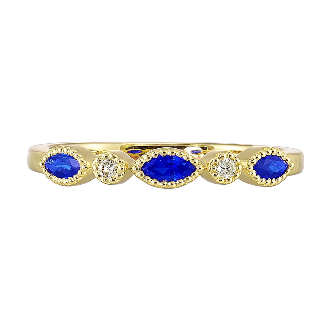 10Kt Yellow Gold Diamond 1/50Ctw & Sapphire 1/3Ctw Ring