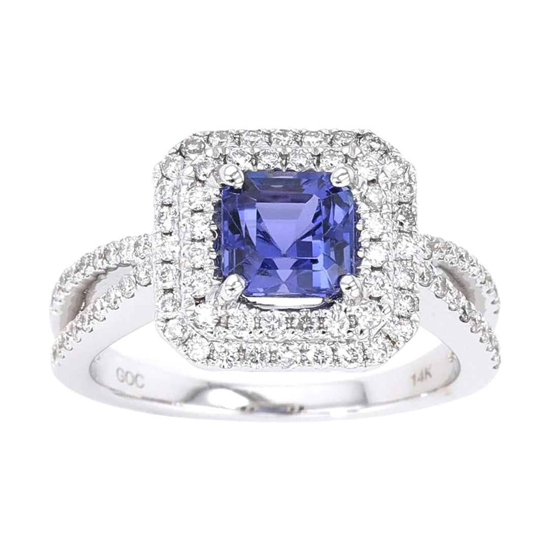 14Kt White Gold Diamond 5/8Ctw & Tanzanite 1 5/8Ctw Ring
