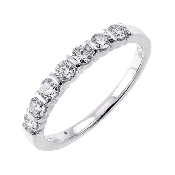 14KT White Gold & Diamond Classic Book Bar Channel Fashion Ring   - 1/2 ctw