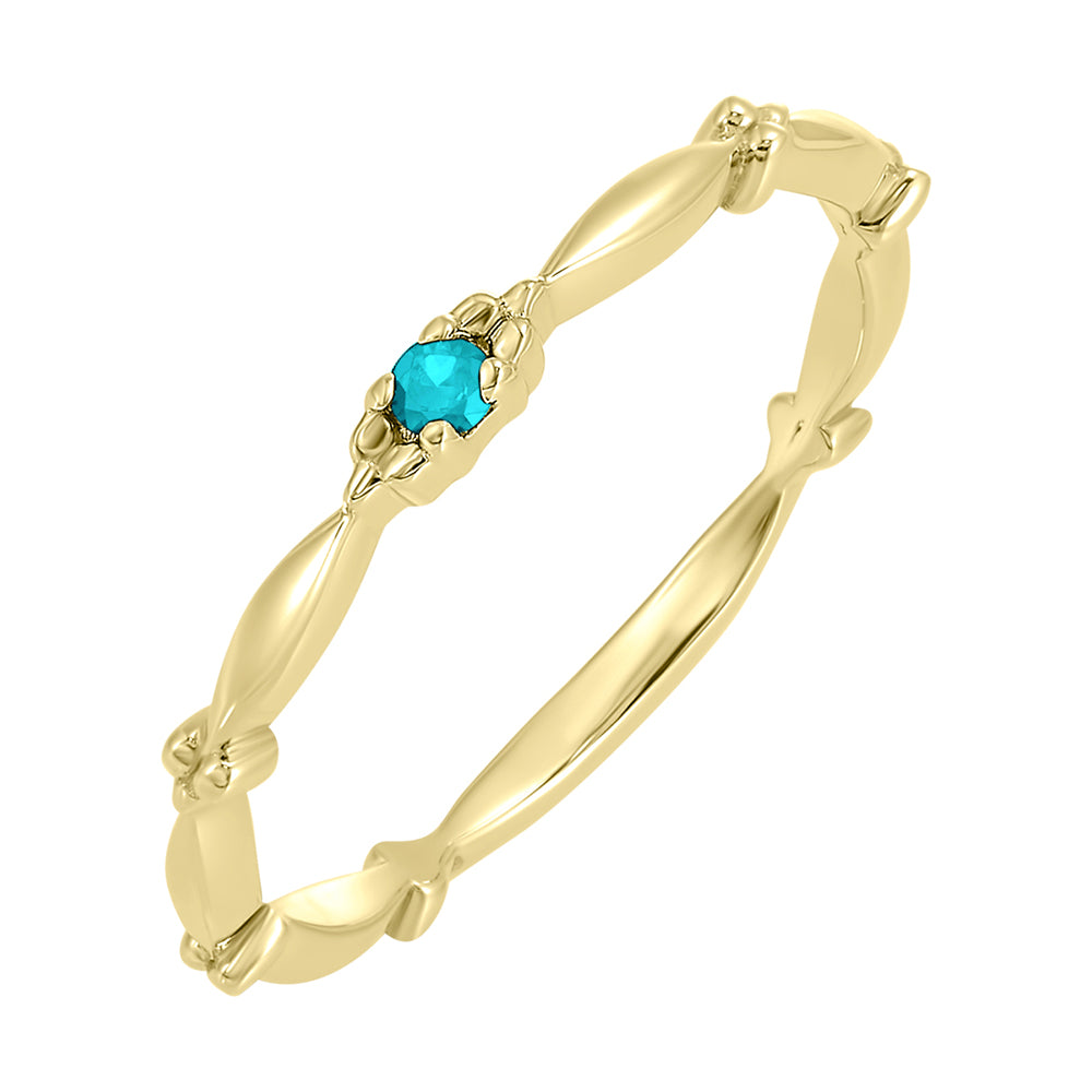 10Kt Yellow Gold Aquamarine 1/25Ctw Ring