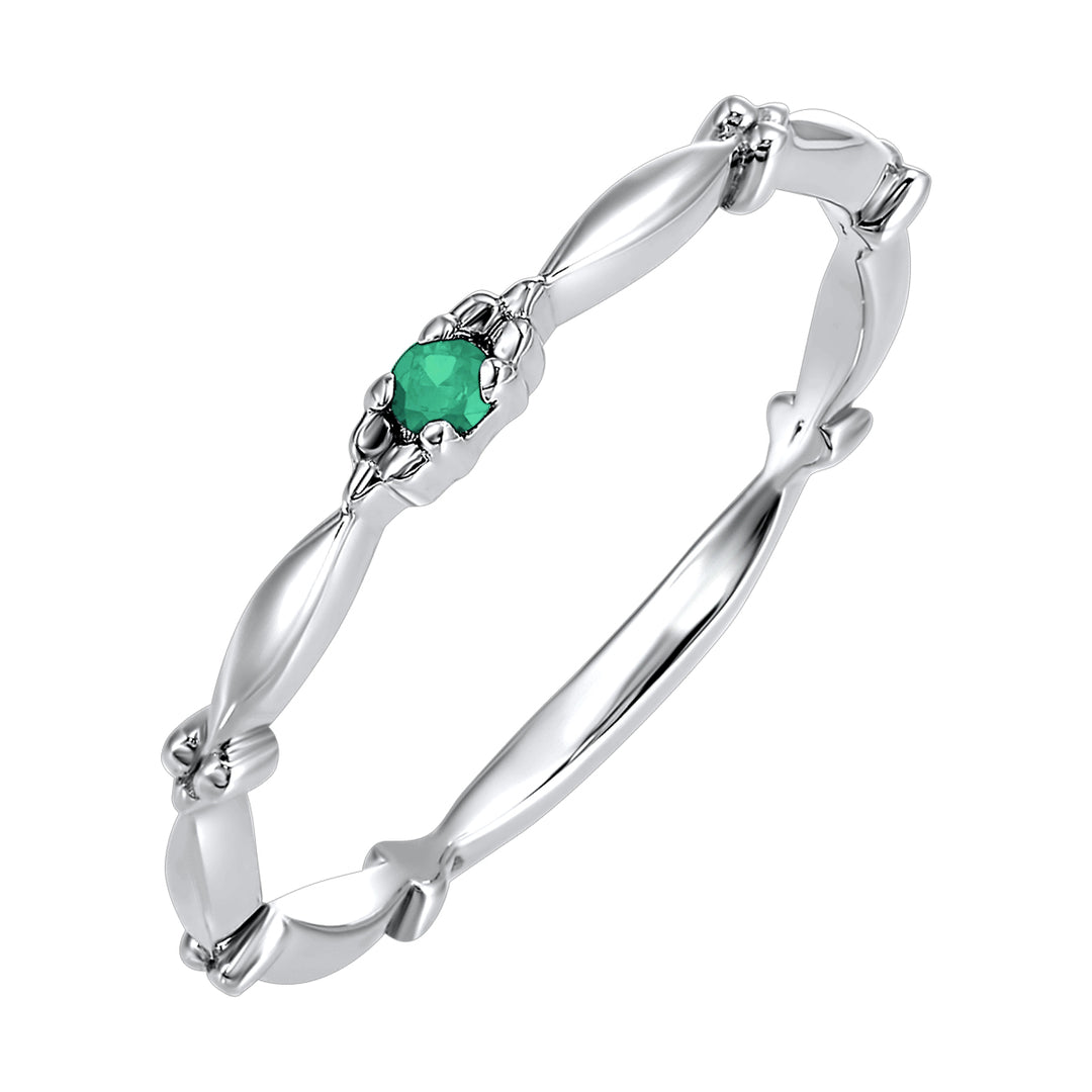 10Kt White Gold Emerald 1/20Ctw Ring