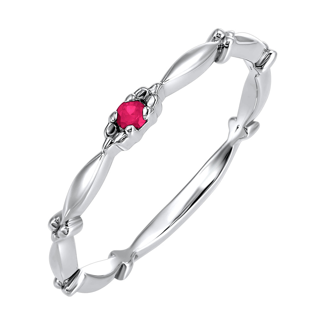 10Kt White Gold Ruby 1/20Ctw Ring