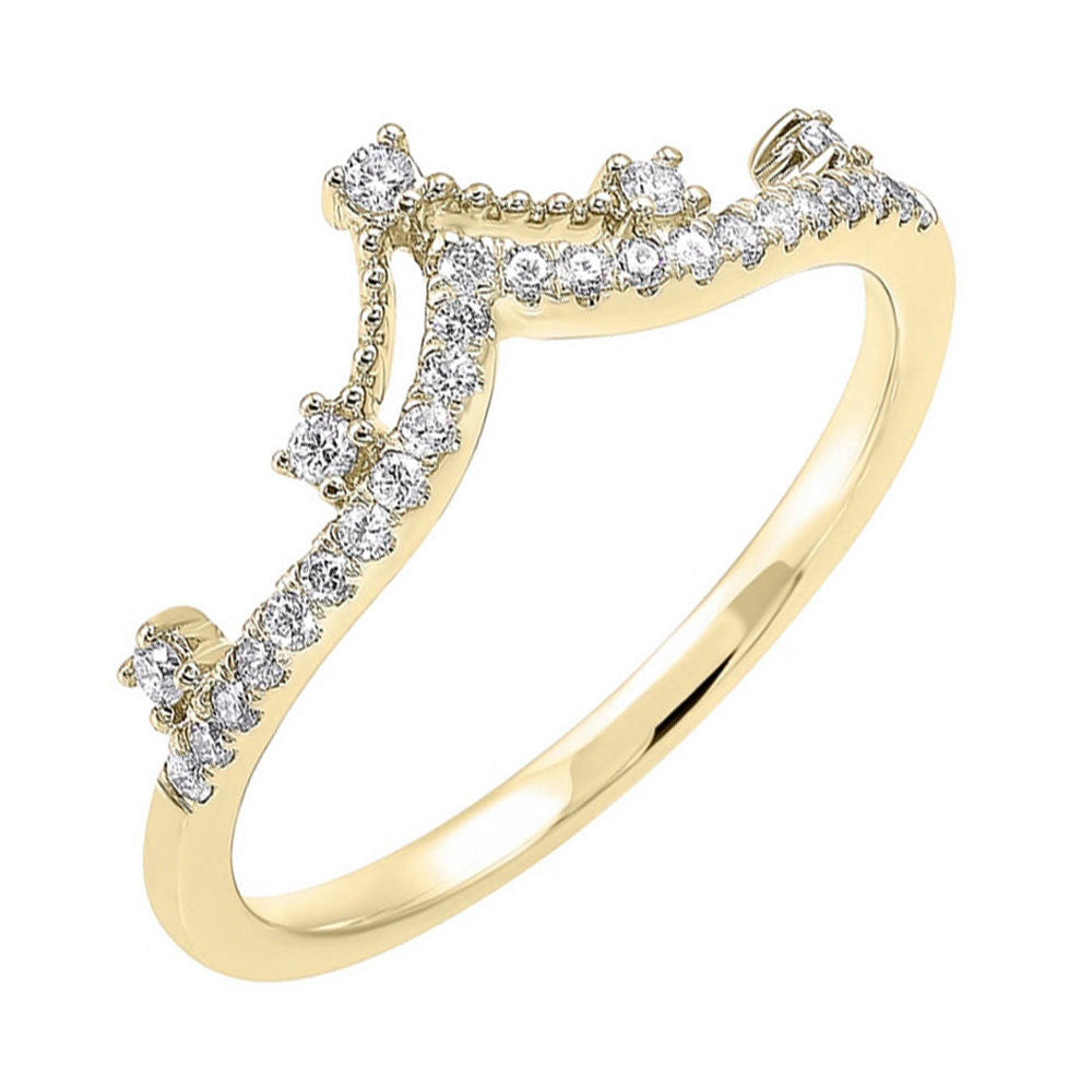 10KT Yellow Gold & Diamond Classic Book Stackable Fashion Ring  - 1/5 ctw