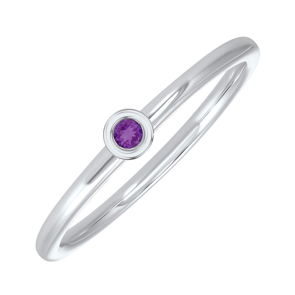 10Kt White Gold Amethyst 1/25Ctw Ring