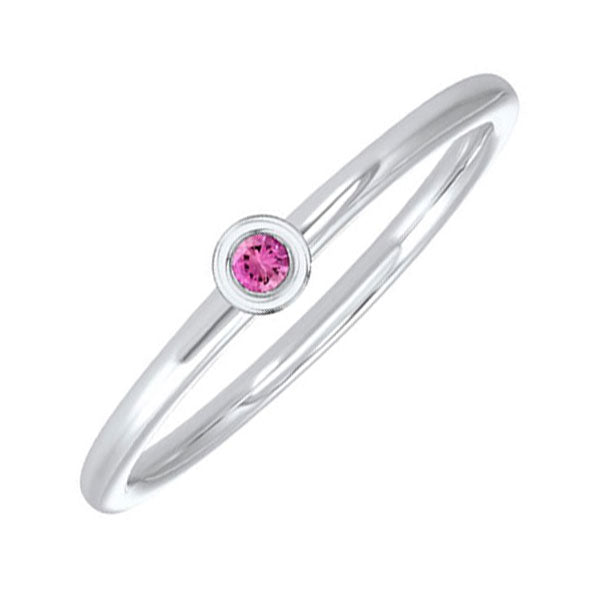 10Kt White Gold Pink Tourmaline 1/25Ctw Ring