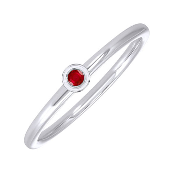 10Kt White Gold Ruby 1/20Ctw Ring