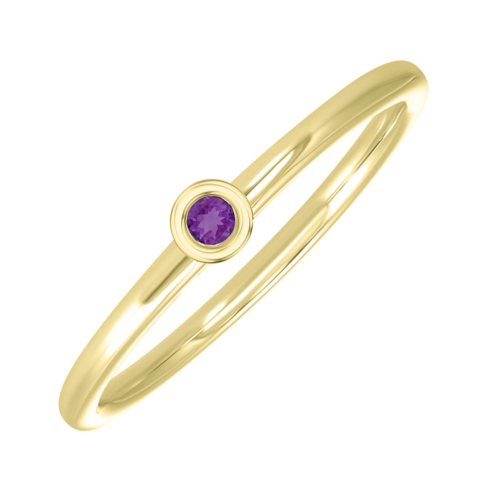 10Kt Yellow Gold & Amethyst 1/25Ctw Ring