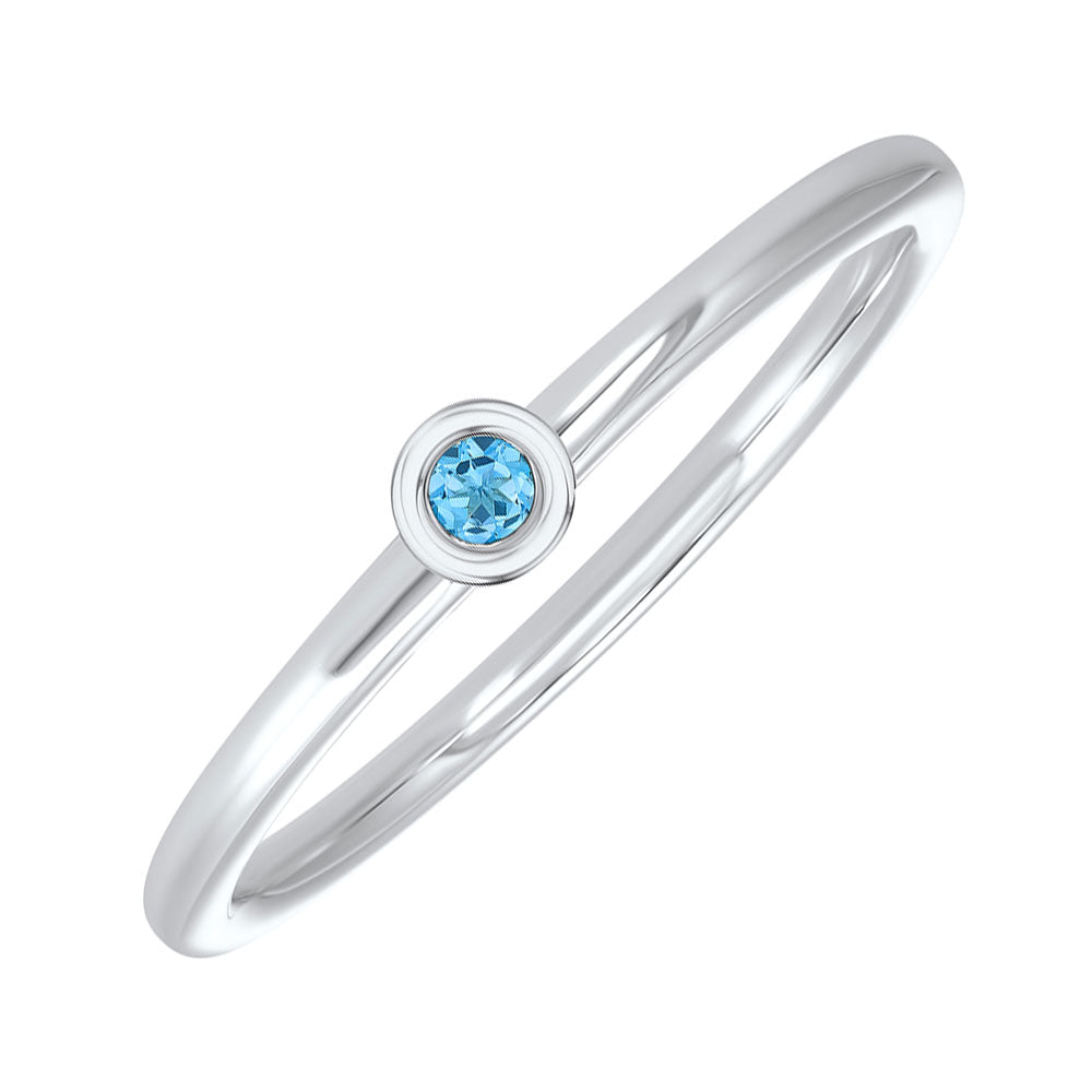 14Kt White Gold Aquamarine 1/25Ctw Ring