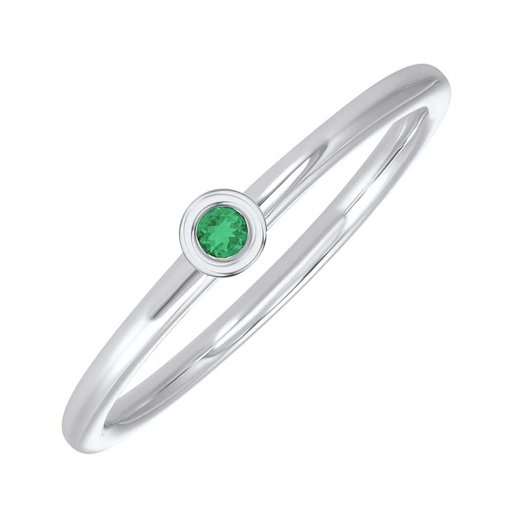 10Kt White Gold Emerald 1/20Ctw Ring