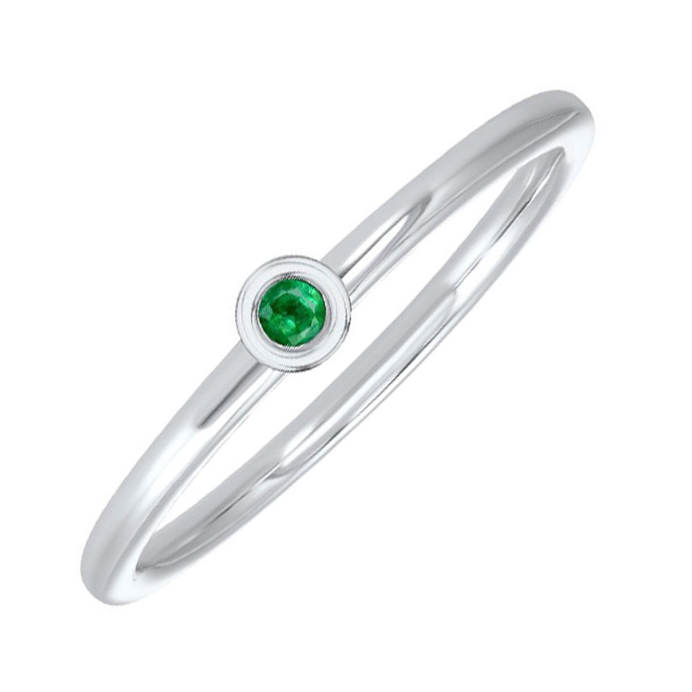 14Kt White Gold Emerald 1/20Ctw Ring