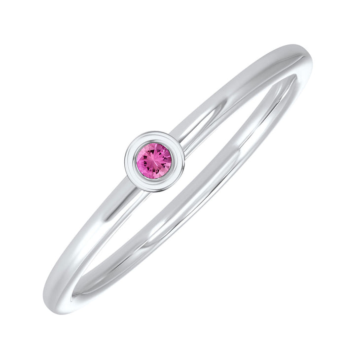 14Kt White Gold Pink Tourmaline 1/20Ctw Ring