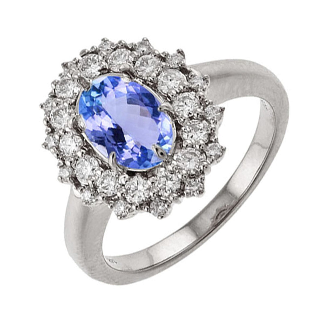 14Kt White Gold Diamond 5/8Ctw & Sapphire 2Ctw Ring