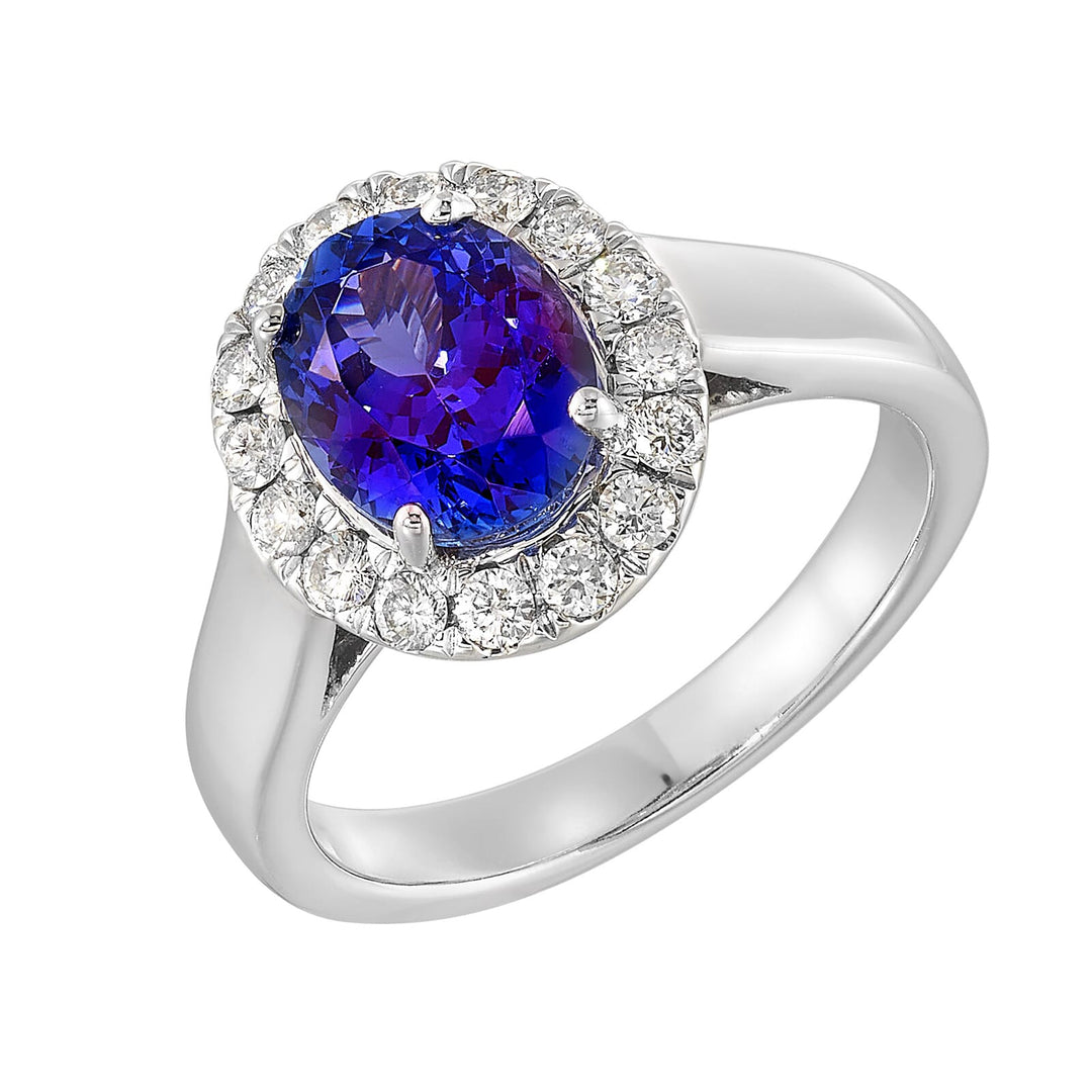 14Kt White Gold Diamond 3/8Ctw & Tanzanite 2 1/8Ctw Ring