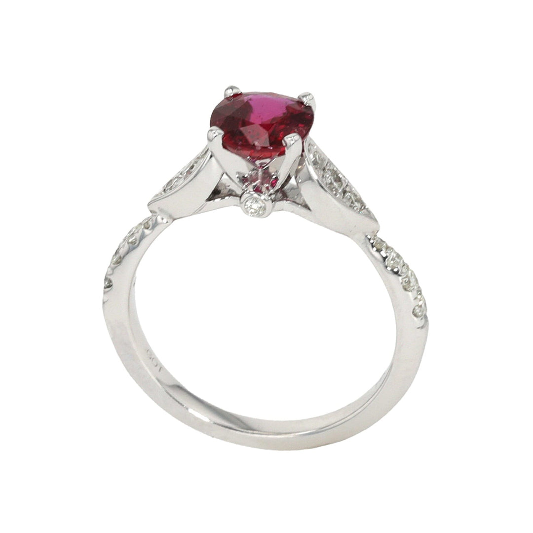 14Kt White Gold Diamond 1/4Ctw & Ruby 1Ctw Ring