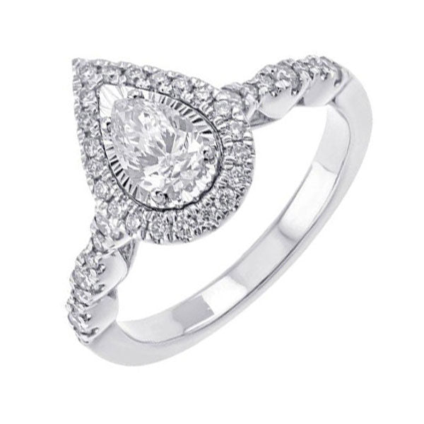 Silver White Diamond 5/8Ctw Ring
