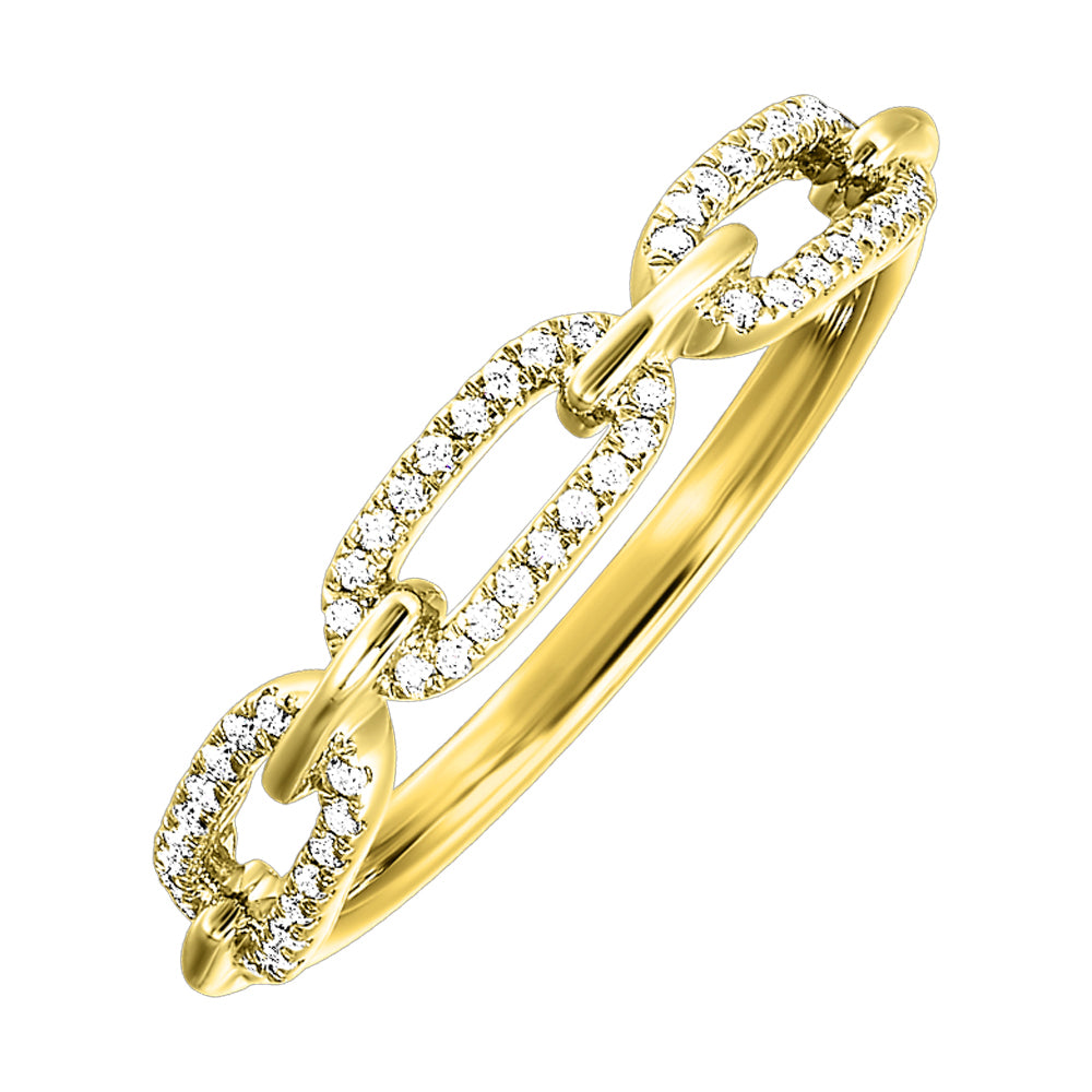 10KY diamond crossover ring,  1/7CTW-sleek gold twist design with diamond accent; dependable fast-turn style