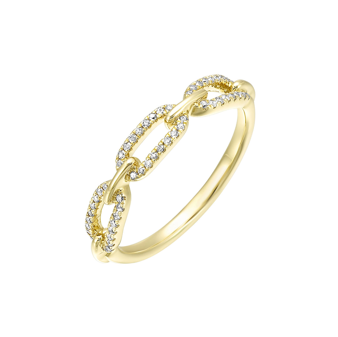 10KY diamond crossover ring, 1/7CTW-sleek gold twist design with diamond accent; dependable fast-turn style