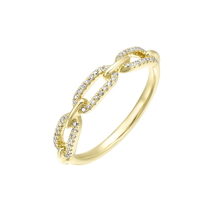 10KY diamond crossover ring, 1/7CTW-sleek gold twist design with diamond accent; dependable fast-turn style