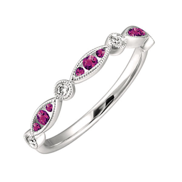 14Kt White Gold Diamond 1/15Ctw & Pink Tourmaline 1/5Ctw Ring