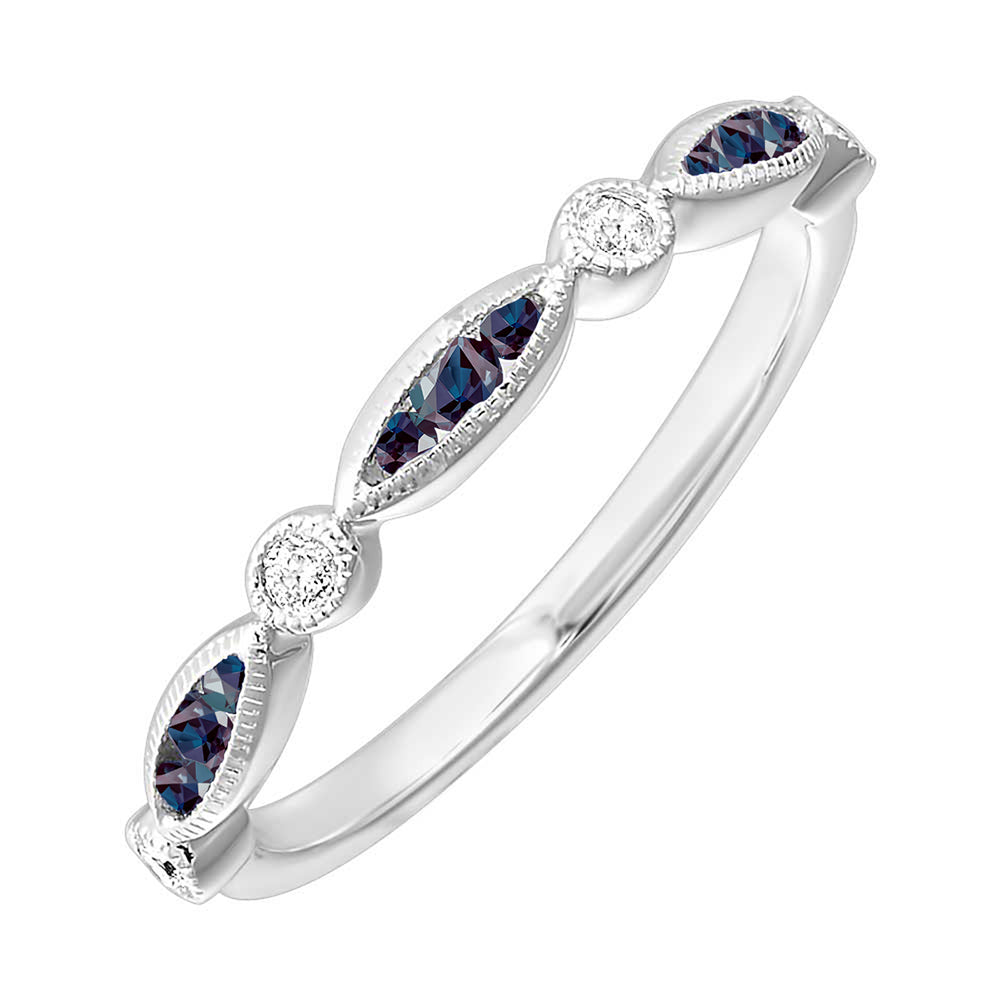 14Kt White Gold Diamond 1/15Ctw & Syn Alexandrite 1/6Ctw Ring