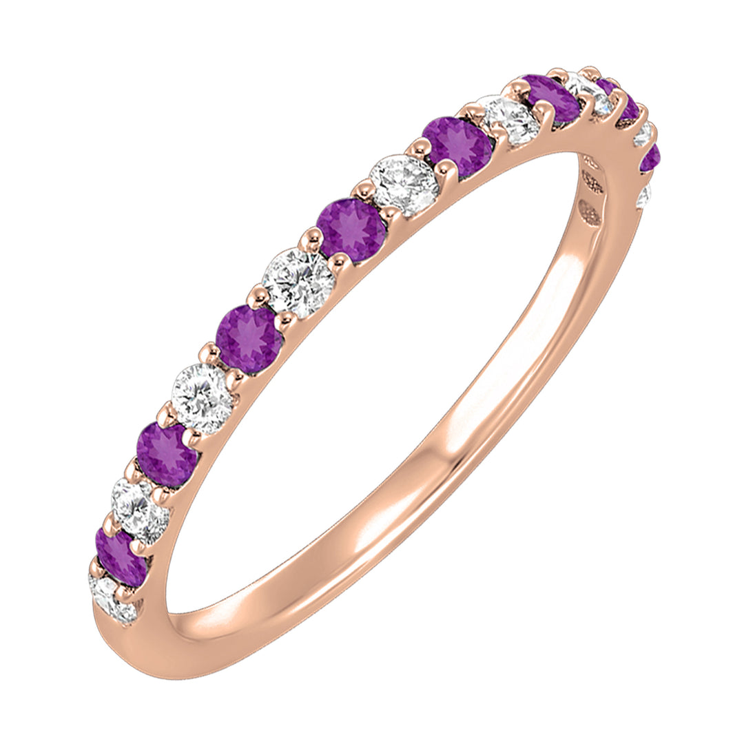 10Kt Rose Gold Diamond 1/5Ctw & Amethyst 1/6Ctw Ring