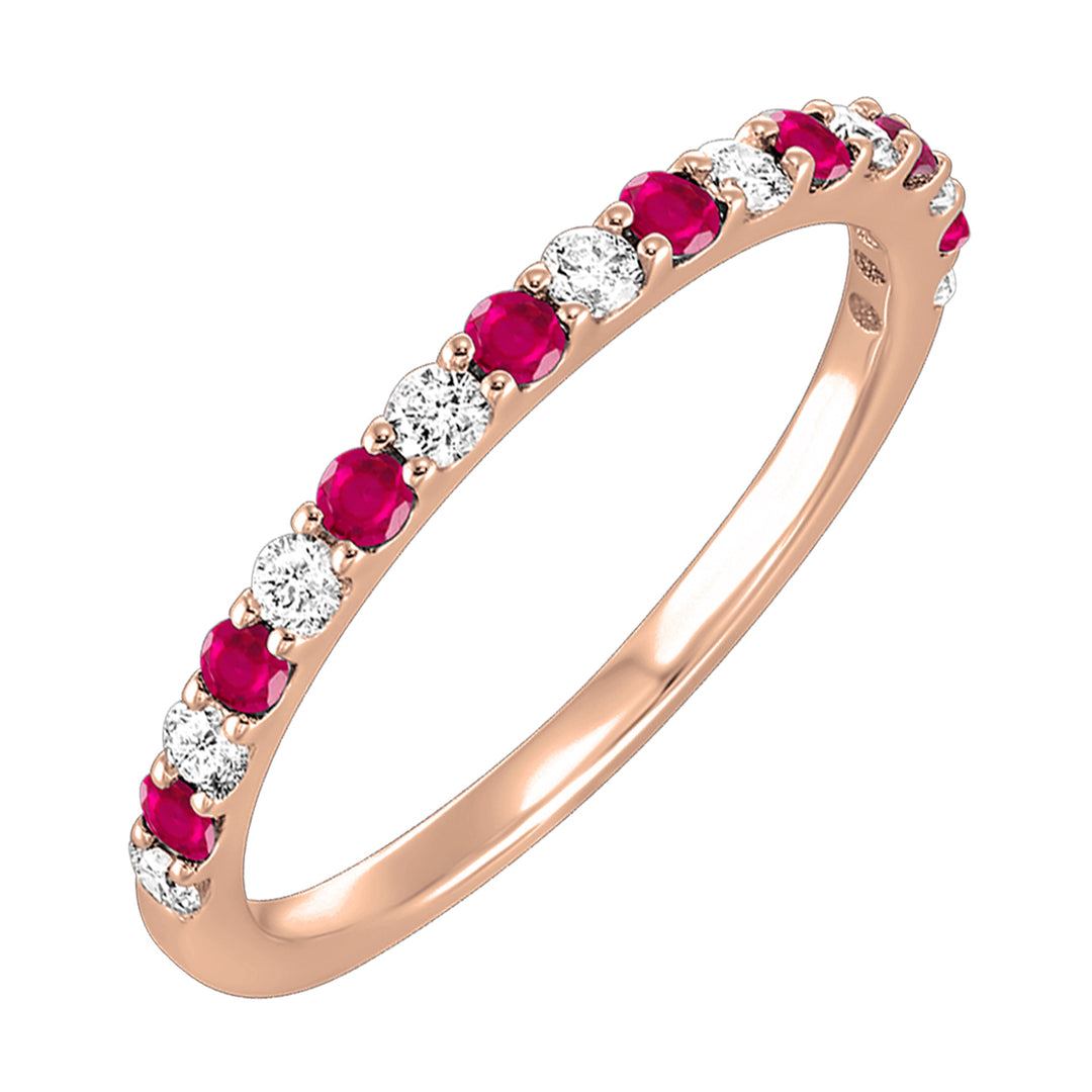 10Kt Rose Gold Diamond 1/5Ctw & Ruby 1/5Ctw Ring