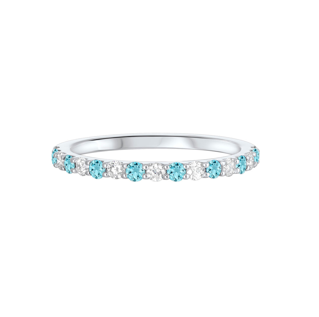 10Kt White Gold Diamond 1/5Ctw & Aquamarine 1/6Ctw Ring
