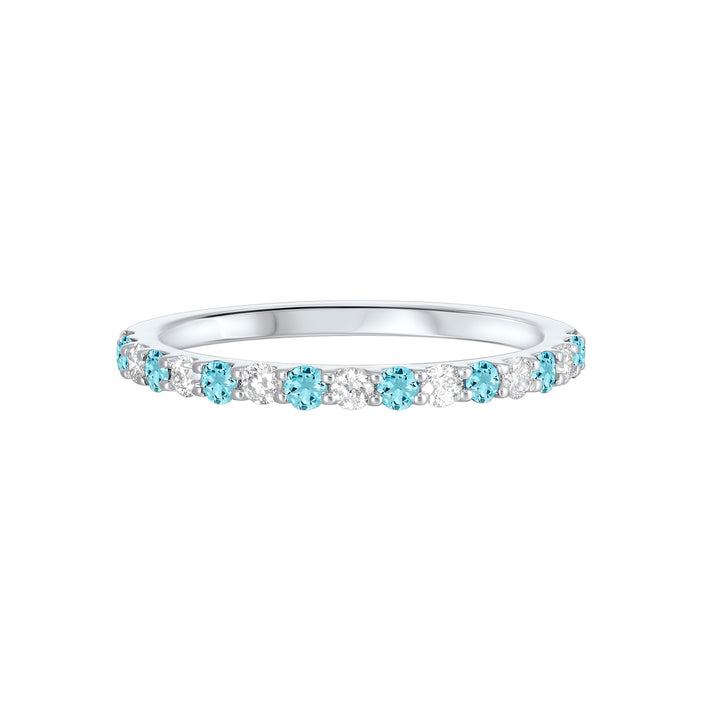 10Kt White Gold Diamond 1/5Ctw & Aquamarine 1/6Ctw Ring