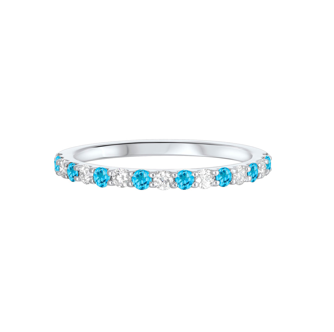 10Kt White Gold Diamond 1/5Ctw & Blue Topaz 1/5Ctw Ring