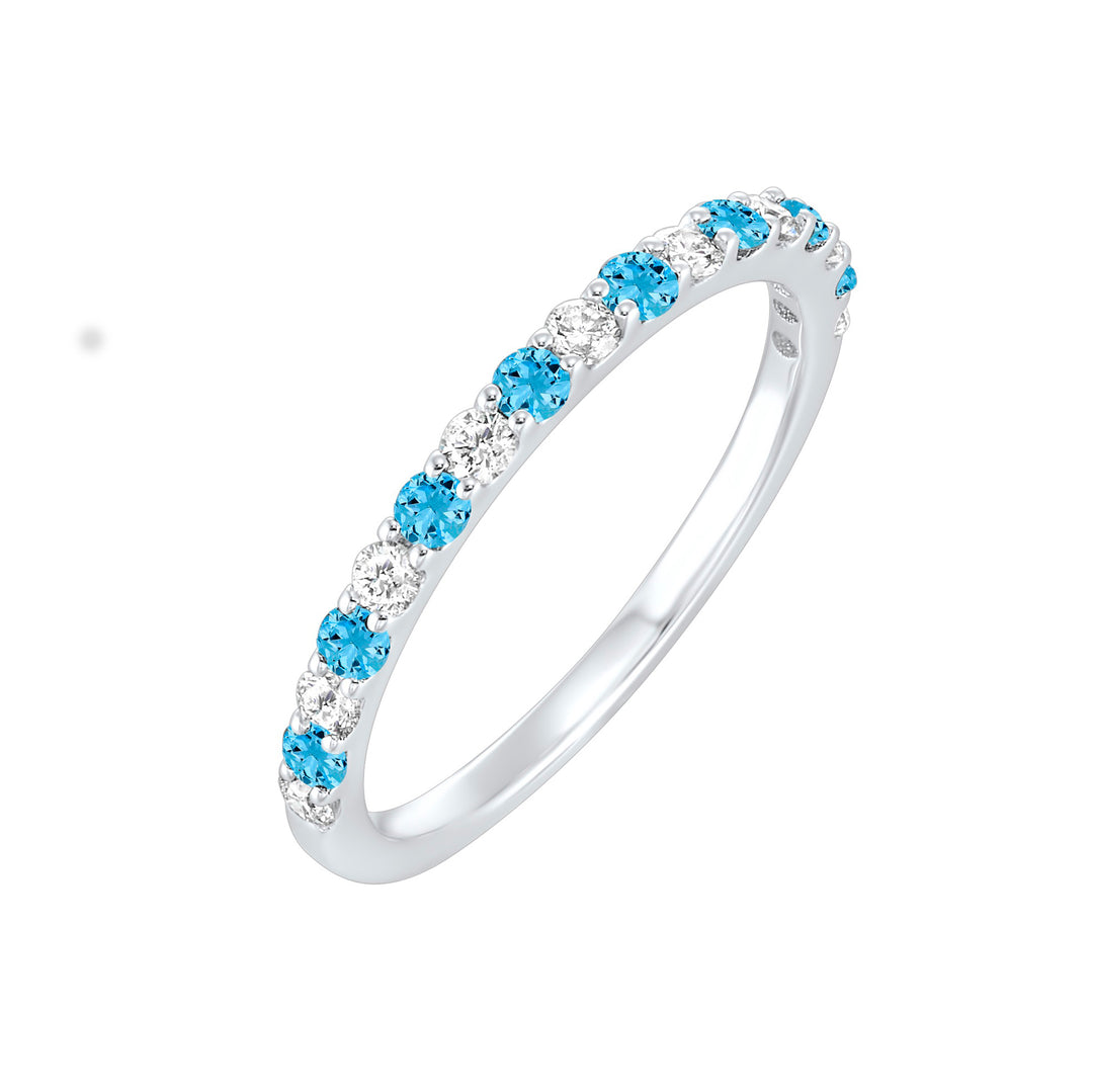 10Kt White Gold Diamond 1/5Ctw & Blue Topaz 1/5Ctw Ring