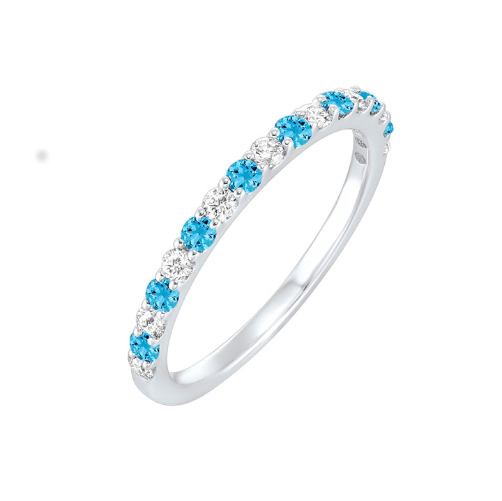 10Kt White Gold Diamond 1/5Ctw & Blue Topaz 1/5Ctw Ring