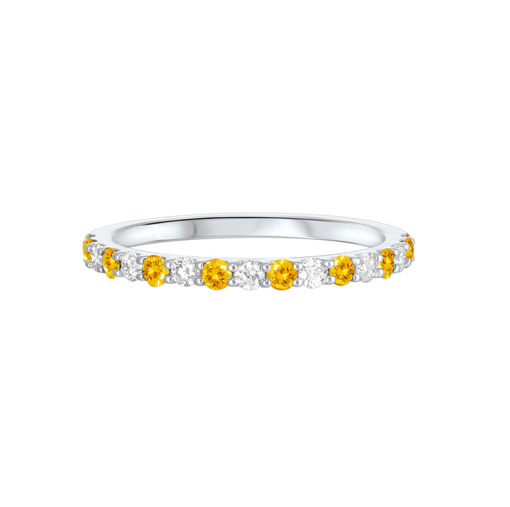 10Kt White Gold Diamond 1/4Ctw & Citrine 1/5Ctw Ring