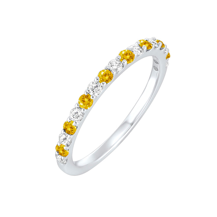 10Kt White Gold Diamond 1/4Ctw & Citrine 1/5Ctw Ring