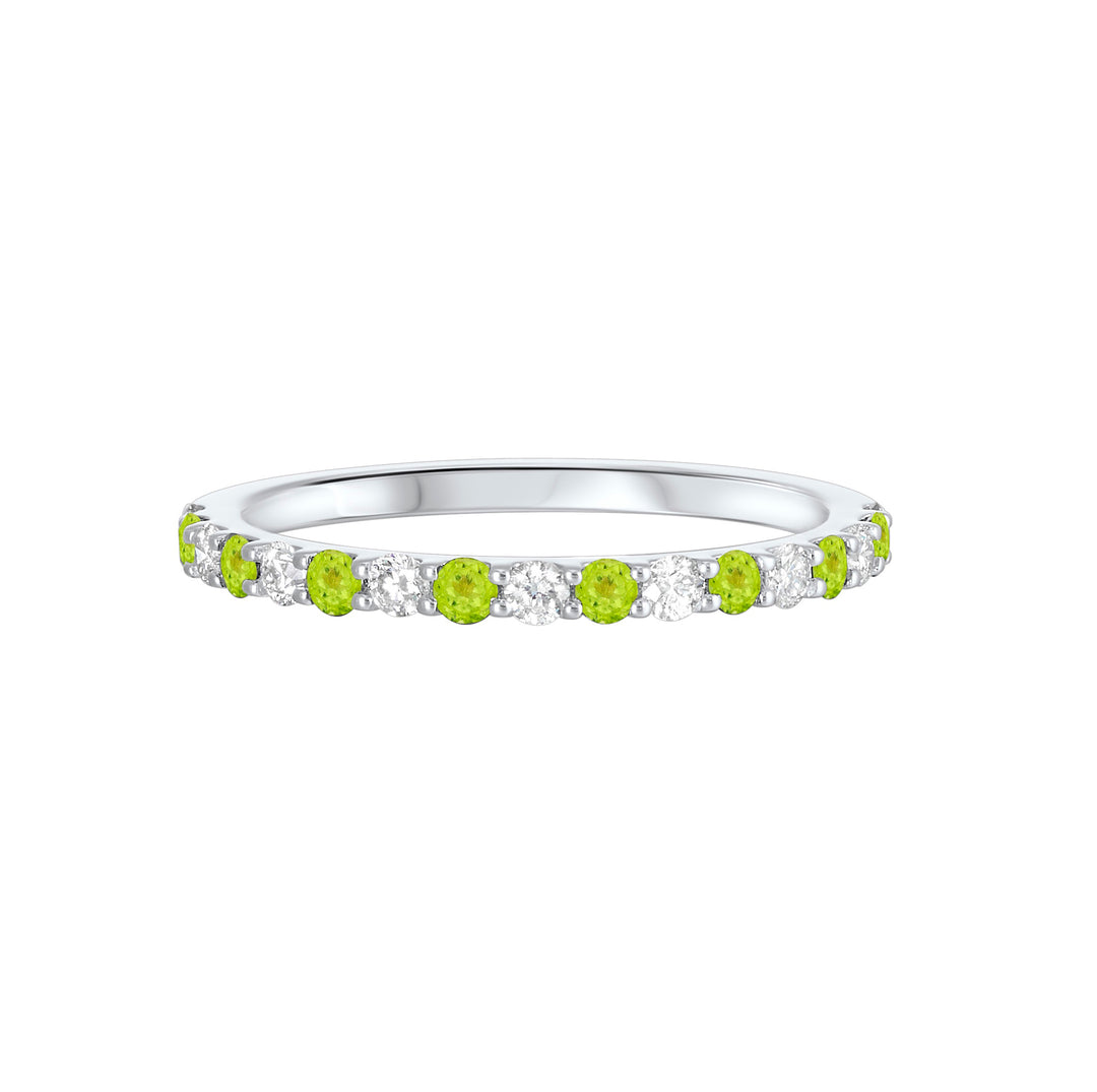 10Kt White Gold Diamond 1/5Ctw & Peridot 1/6Ctw Ring