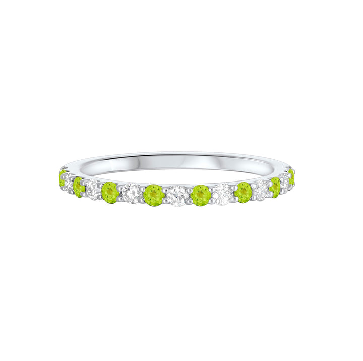 10Kt White Gold Diamond 1/5Ctw & Peridot 1/6Ctw Ring