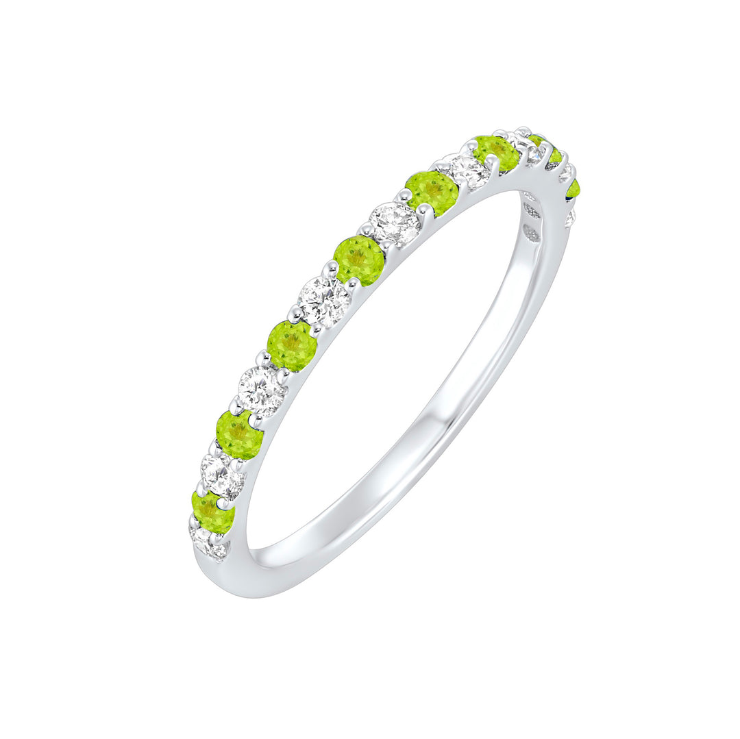 10Kt White Gold Diamond 1/5Ctw & Peridot 1/6Ctw Ring