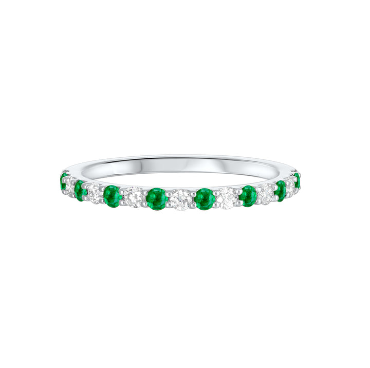 10Kt White Gold Diamond 1/5Ctw & Emerald 1/5Ctw Ring