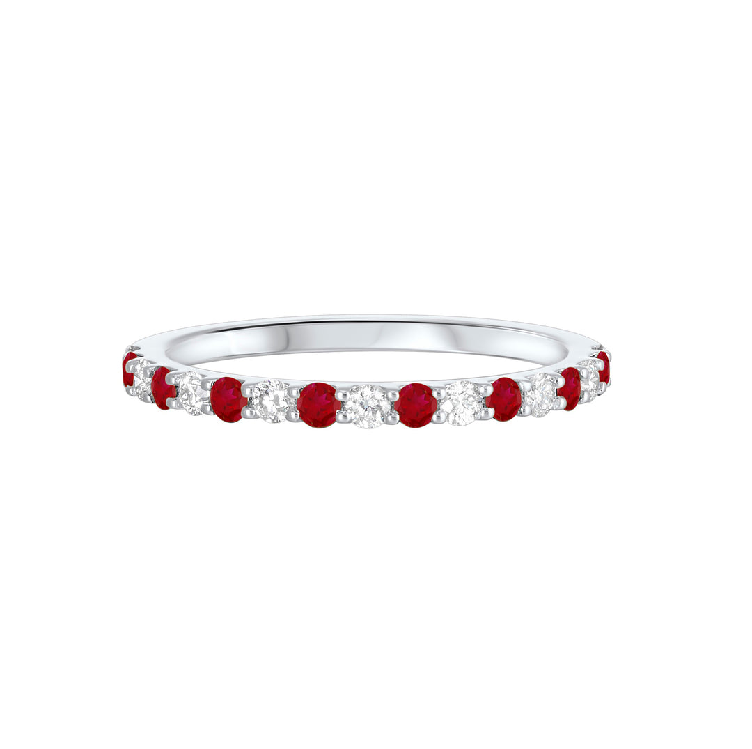 10Kt White Gold Diamond 1/5Ctw & Garnet 1/5Ctw Ring
