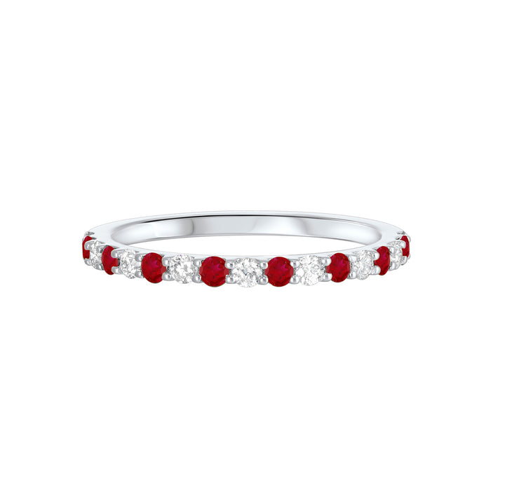 10Kt White Gold Diamond 1/5Ctw & Garnet 1/5Ctw Ring