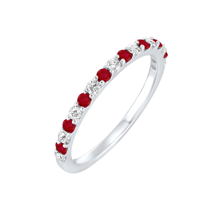 10Kt White Gold Diamond 1/5Ctw & Garnet 1/5Ctw Ring