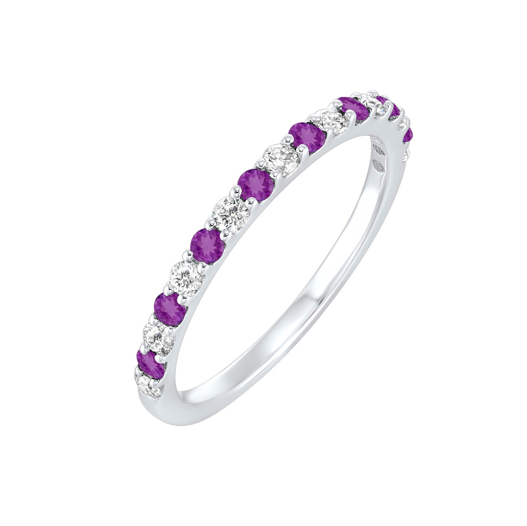 10Kt White Gold Diamond 1/5Ctw & Amethyst 1/6Ctw Ring