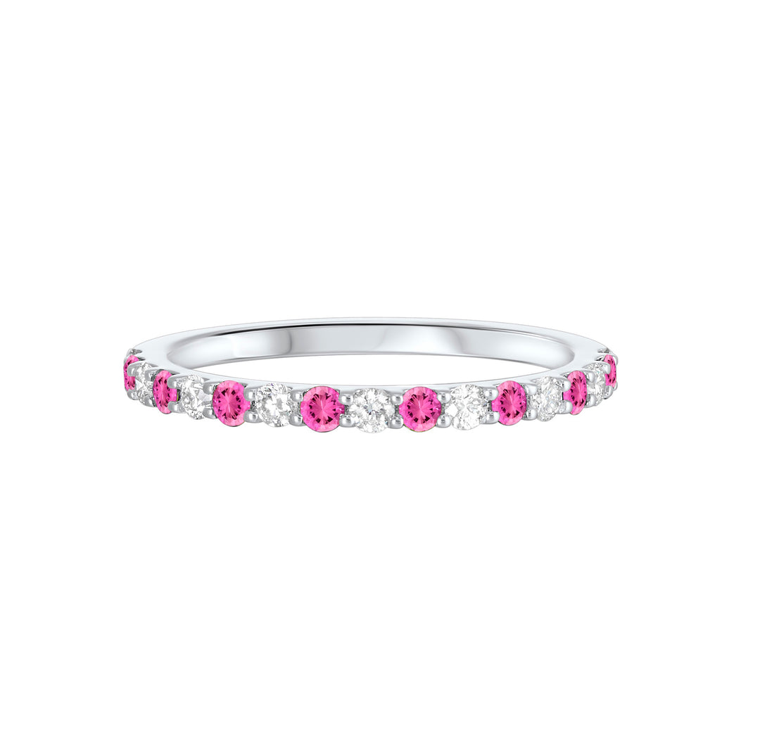 10Kt White Gold Diamond 1/5Ctw & Pink Tourmaline 1/5Ctw Ring